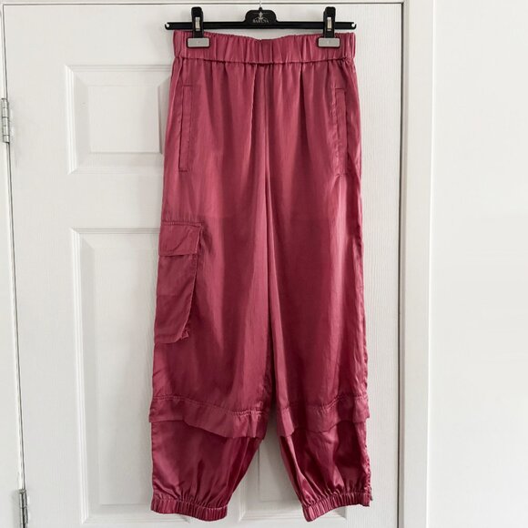 Tibi "Wilt" Silky Nylon Jogger in Rose Pink, size XS - Picture 4 of 8
